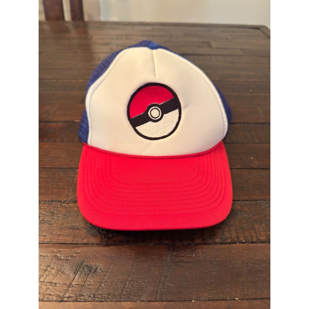 Pokemon Ash Ketchum Poke Ball Trucker Hat Otto Red White Blue Mesh Snapback Cap
